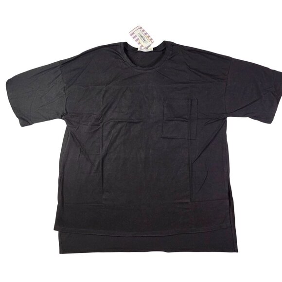 Zenana Oversized Black T-Shirt Front Pocket Gathered Back Womens Large New Tags - Picture 1 of 7